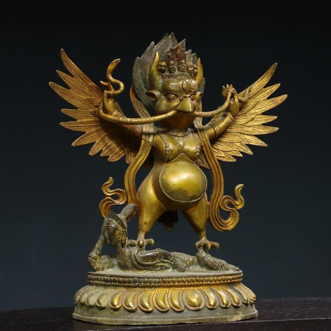 Amazon.co.jp: 珍品旧蔵清朝時期 大鵬金翅鳥 仏像 銅塗金 鍍金 銅 金